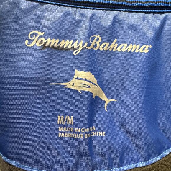 Tommy Bahama Jacket Mens Medium Blue 1/4 Zip Fleece Pullover Coastal RARE STYLE - Picture 2 of 7